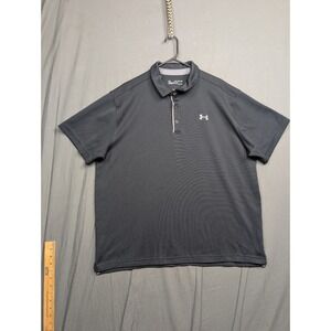 Under Armour Polo Shirt Men XXL Adult Black Athletic Heatgear Loose Fit